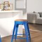 Merrick Lane Dalton Series Backless Metal Dining Stool with Wooden Seat for Indoor Use